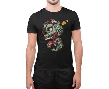 Scary zombi head -round crew neck cotton tshirts for men