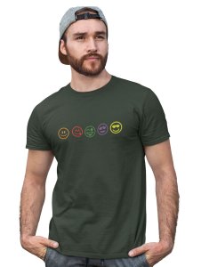 Five Colour Shaded Shapes Emojis T-shirt (Green) - Clothes for Emoji Lovers -Foremost Gifting Material for Your Friends and Close Ones