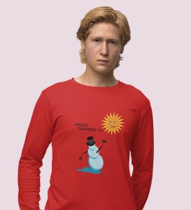 Santa's Coming: Best DesignerFull Sleeve T-shirt Red Best Gift For Secret Santa