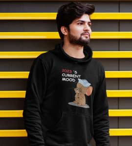 Bad Year Ending,  Black New Year Printed Hoodies For Mens