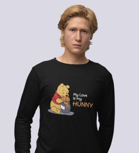 I Love Honey: Printed (black) Full Sleeve T-Shirt For Singles