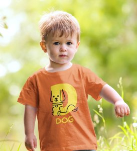 Doggy Dog, Boys Round Neck Printed Blended Cotton Tshirt (orange)