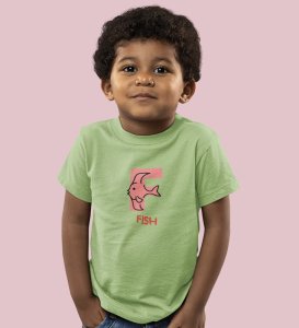 Fishy Fish, Printed Cotton Tshirt (Olive) for Boys