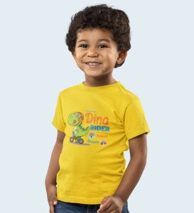 Dino Rider, Boys Round Neck Printed Blended Cotton Tshirt