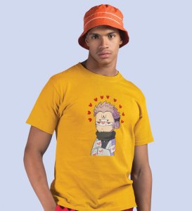 Pissed Itadori Cotton Yellow Tshirt For Mens and Boys