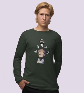 Printed Itadori Anime Cotton Green Full Sleeves Tshirt For Mens and Boys